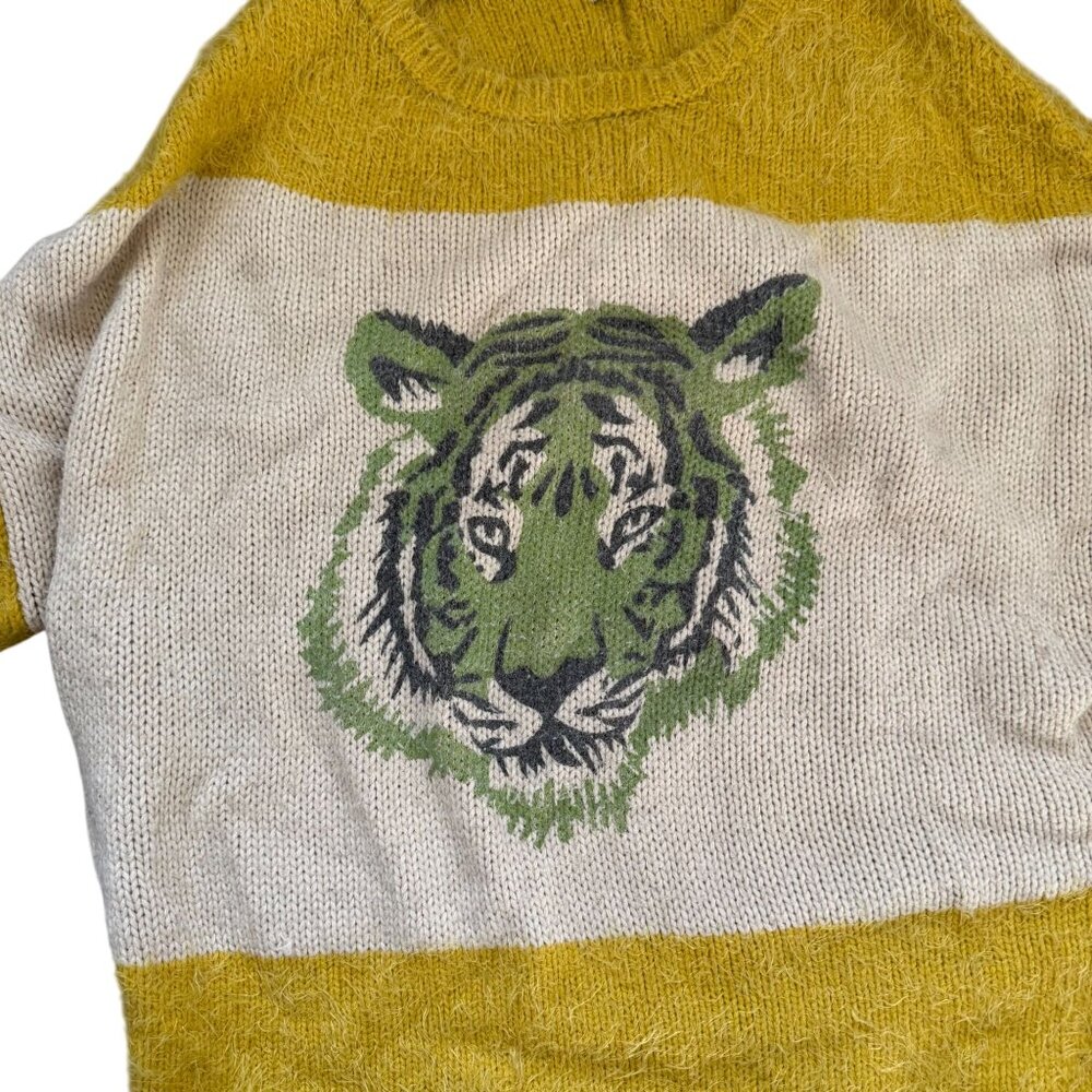 Suncoo Fuzzy Knit Sweater Women Tiger Graphic Ribbed Neckline Long Sleeve - Picture 2 of 11
